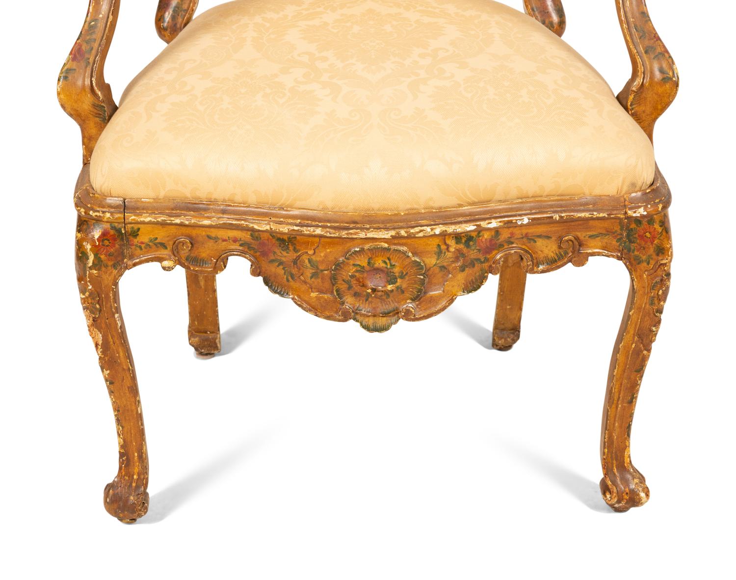 An Italian Rococo Painted Armchair