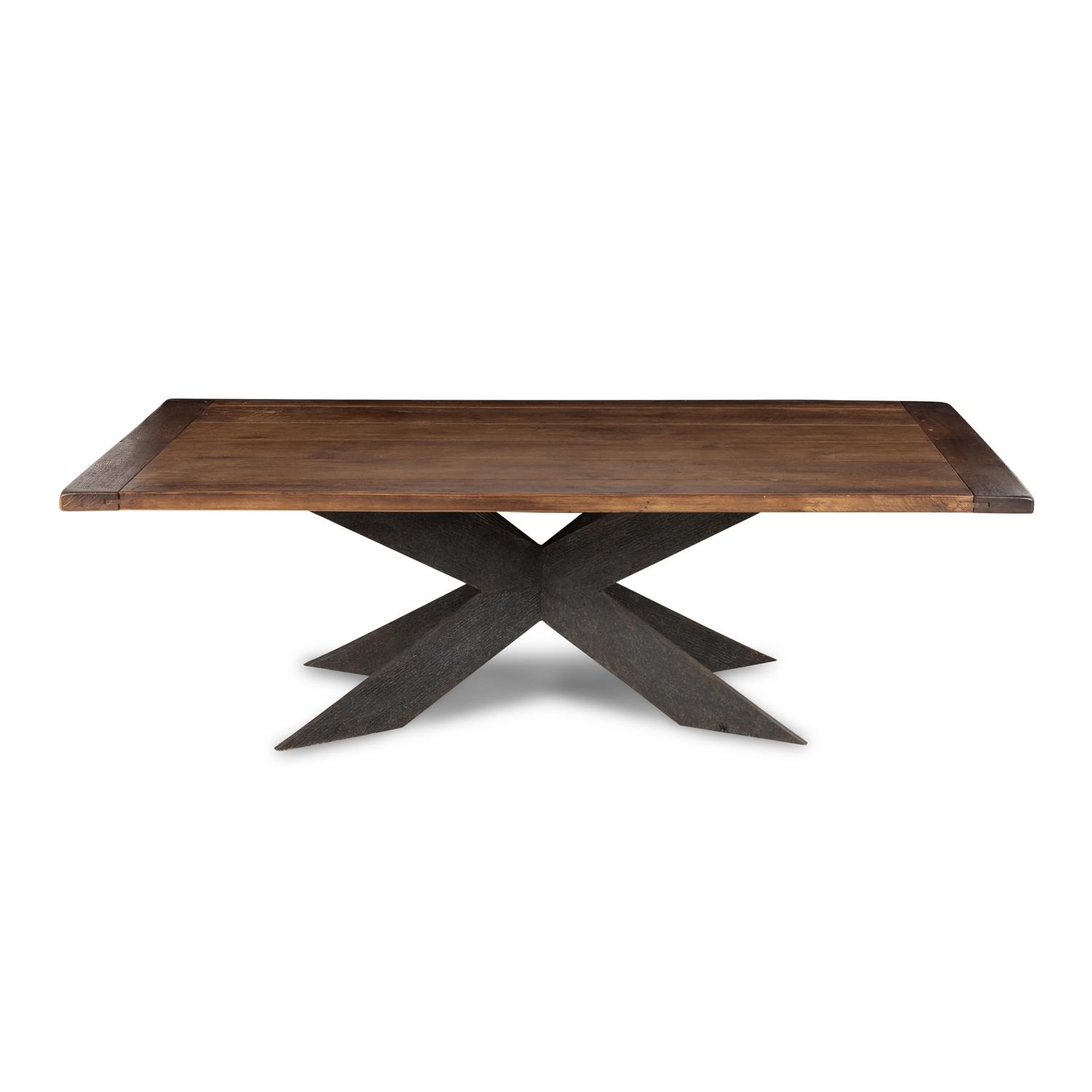 A Custom Rustic-Style Oak and Iron Dining Table