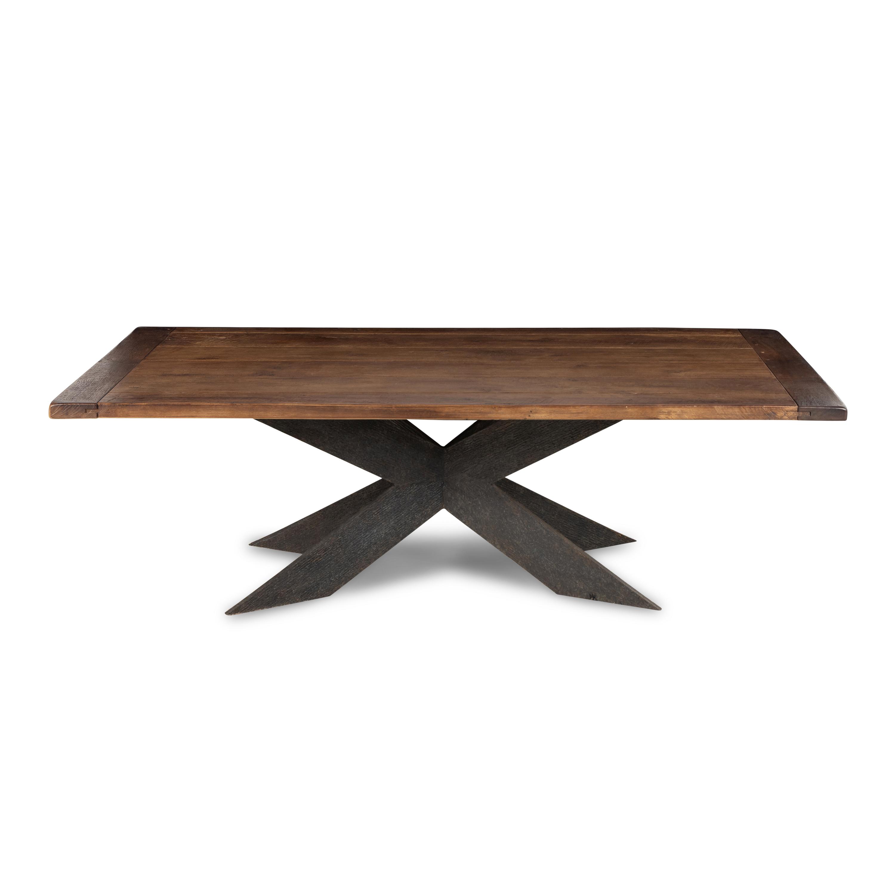 A Custom Rustic-Style Oak and Iron Dining Table