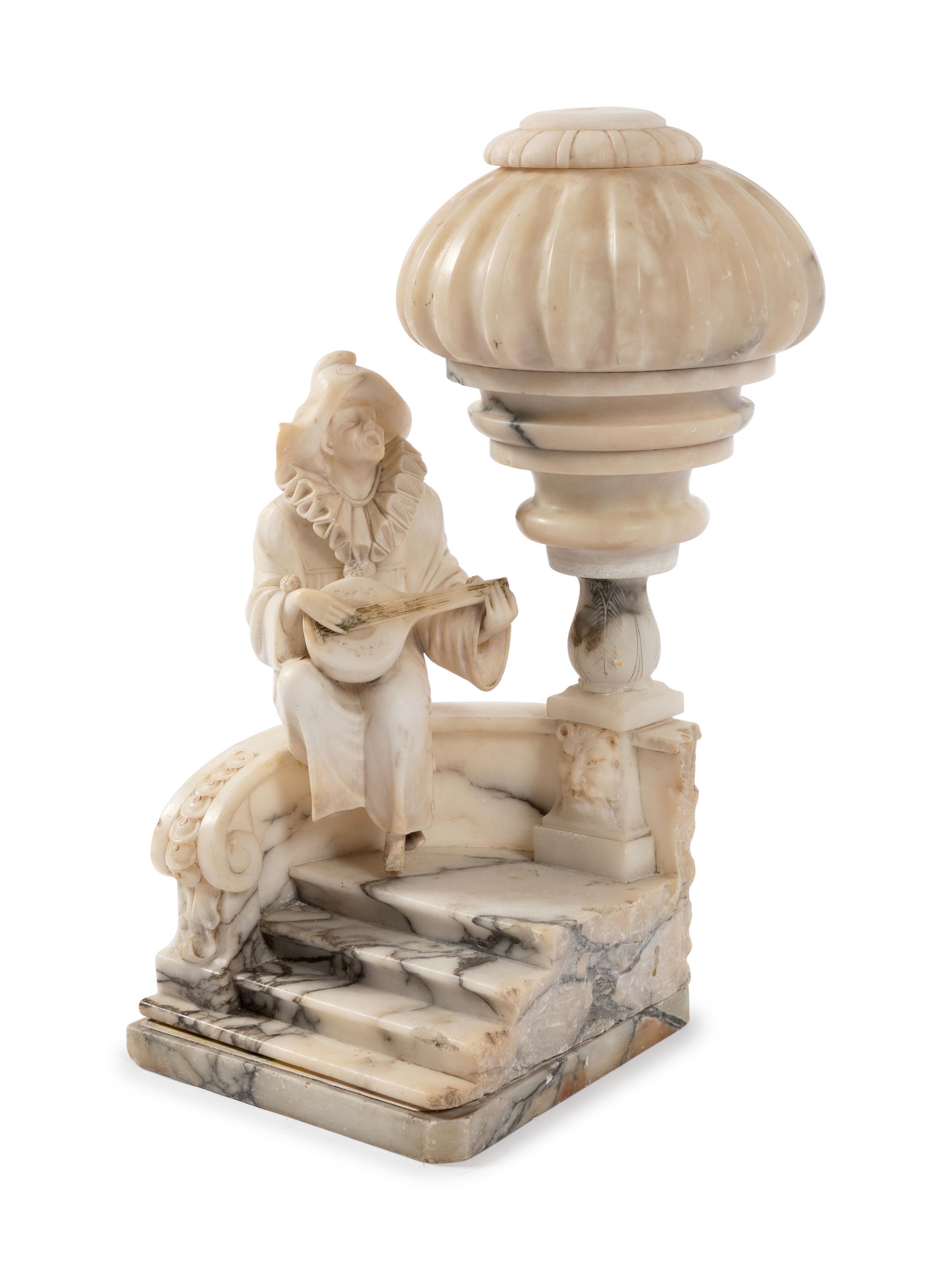 An Italian Alabaster Figural Lamp
