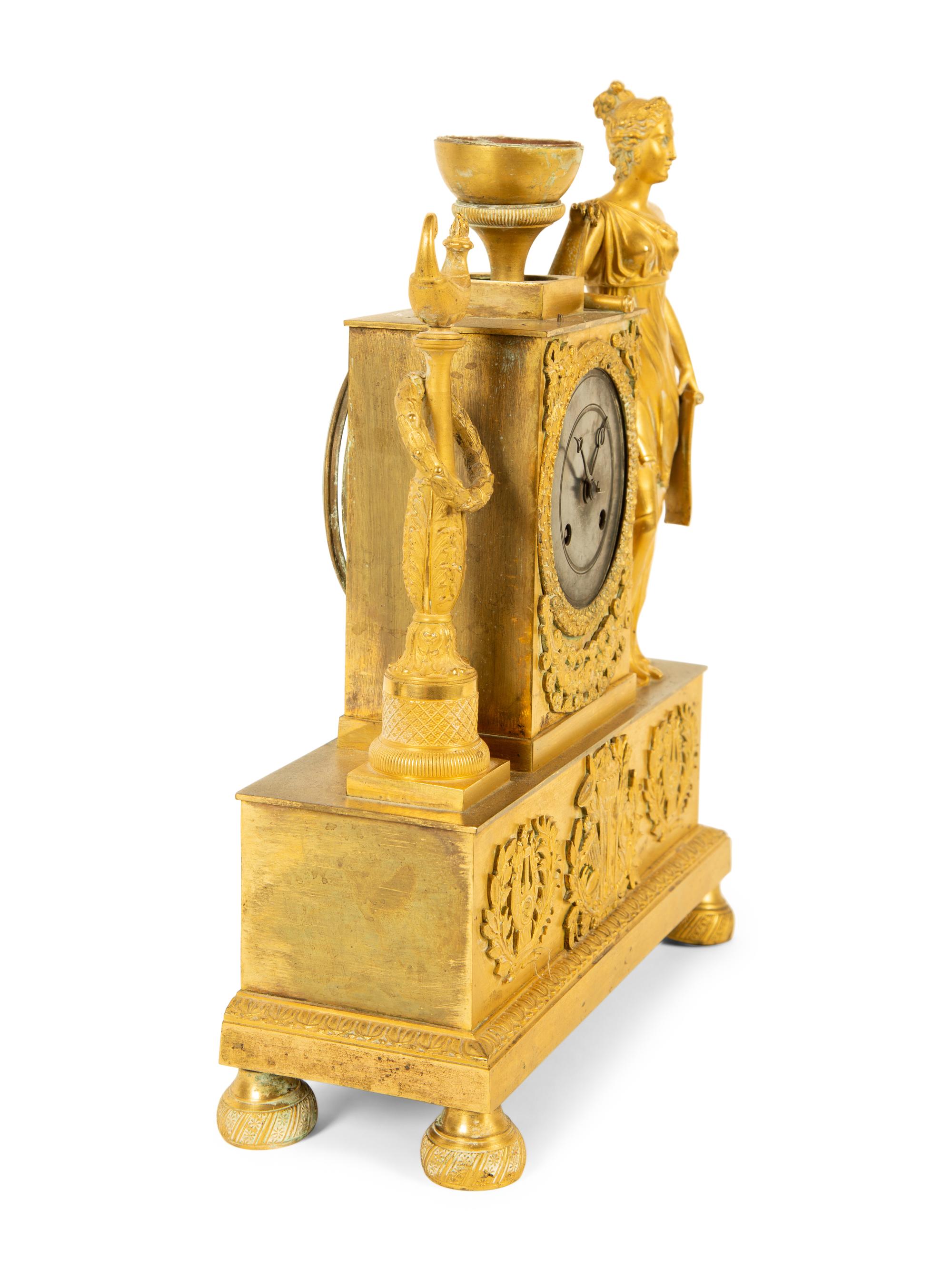 An Empire Gilt Bronze Mantel Clock