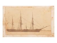 [CIVIL WAR]. 4 photographs of the USS Hartford and crew members, highlighted by CDV & stereoview.