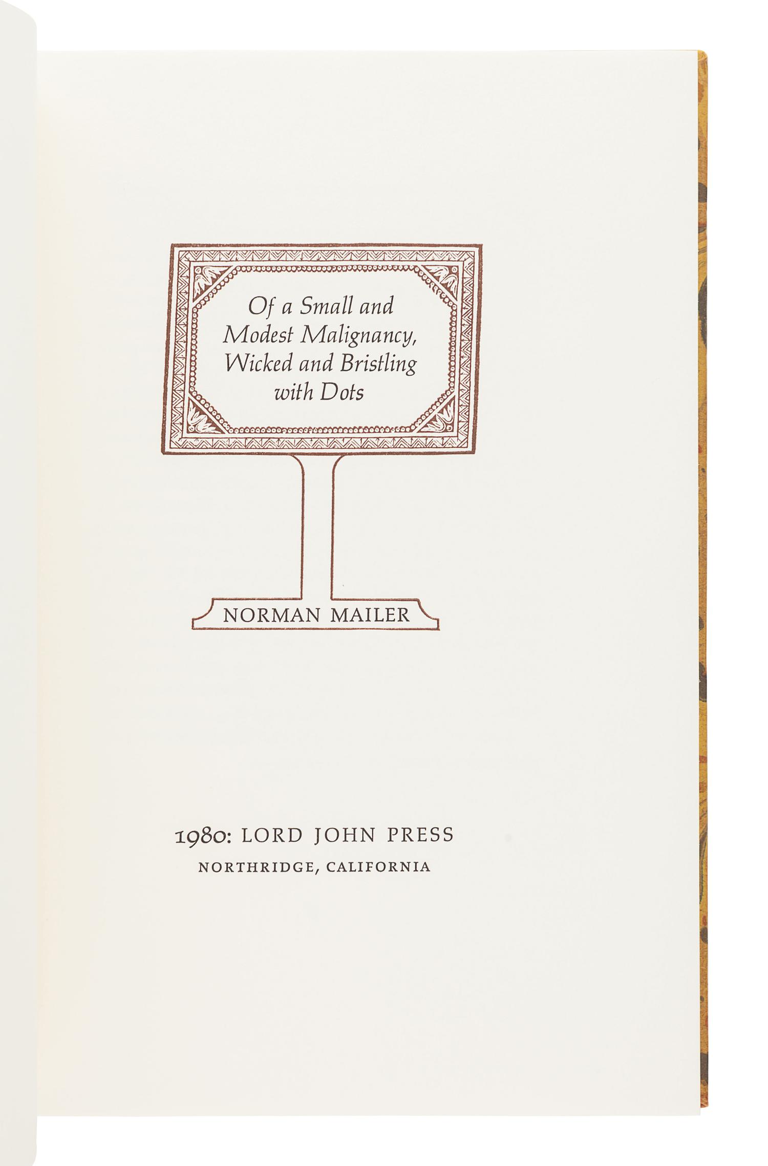 [MAILER, Norman (1923-2007)]. A group of 4 FIRST EDITIONS by Mailer, comprising: