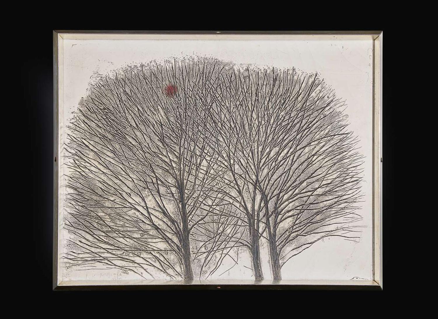 Soichiro Tomoika (Japanese, 1922-1994) Trees with Sun 富岡惣一郎（1922-1994）太陽與樹