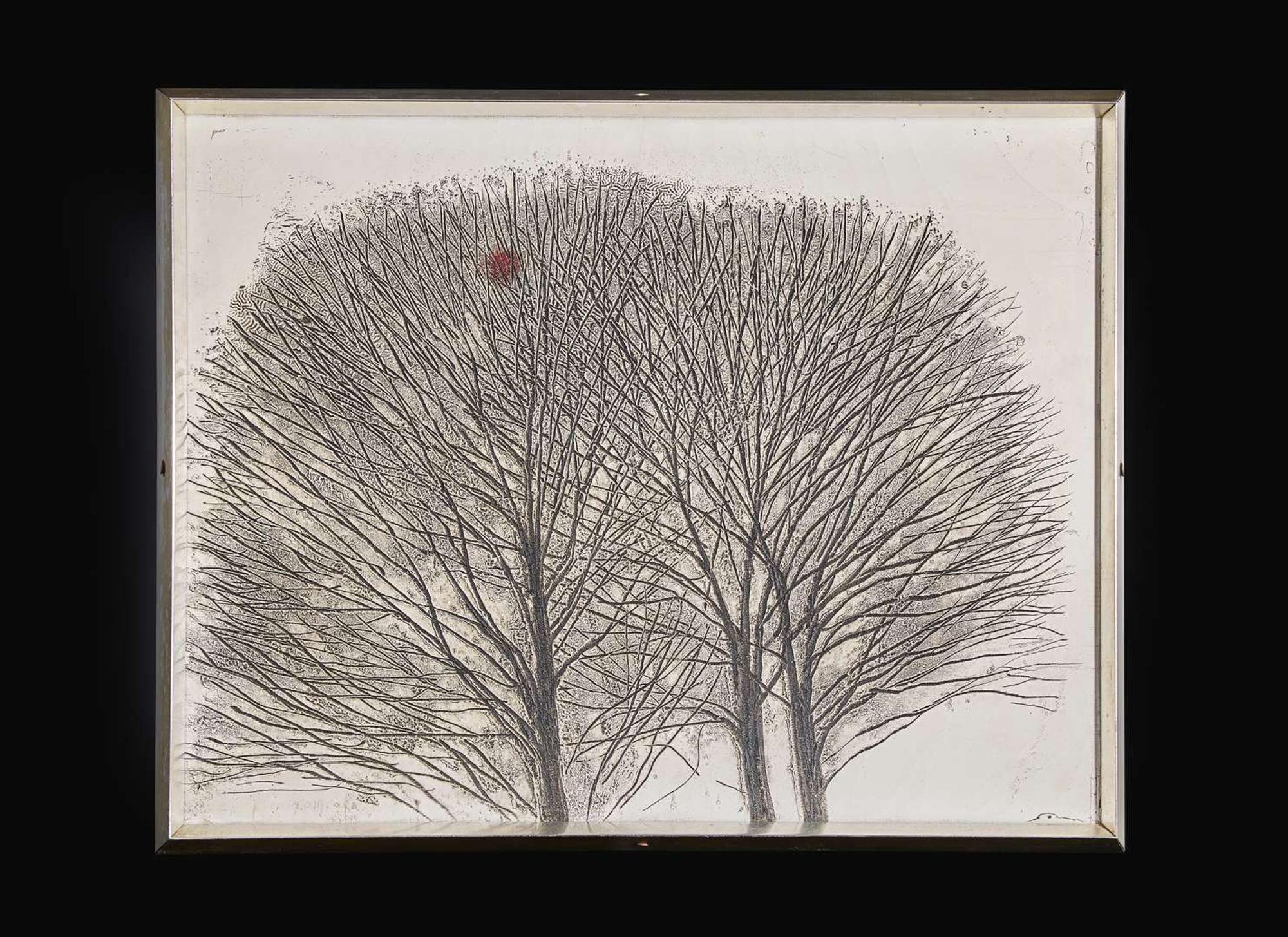 Soichiro Tomoika (Japanese, 1922-1994) Trees with Sun 富岡惣一郎（1922-1994）太陽與樹