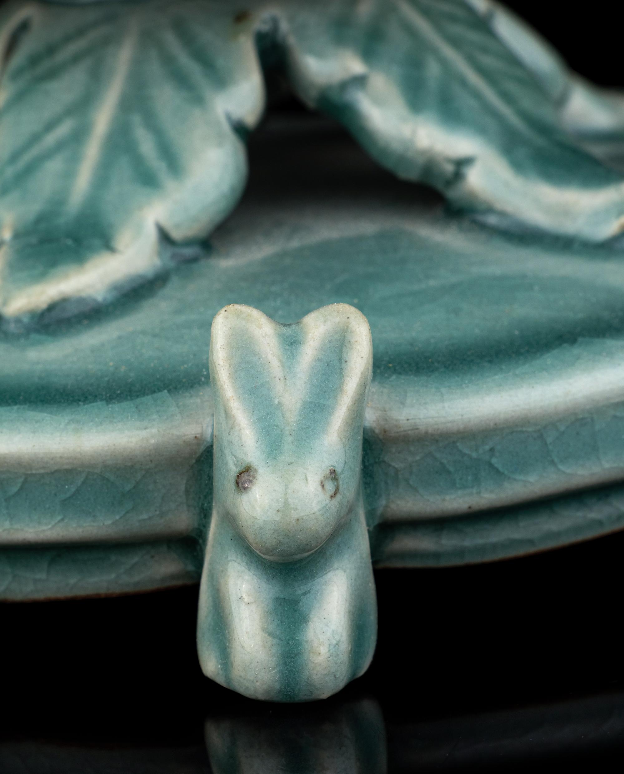 A Korean Celadon Glazed Porcelain 'Lotus' Incense Burner