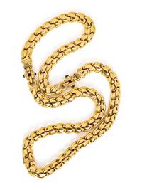 YELLOW GOLD, DIAMOND AND SAPPHIRE LONGCHAIN NECKLACE