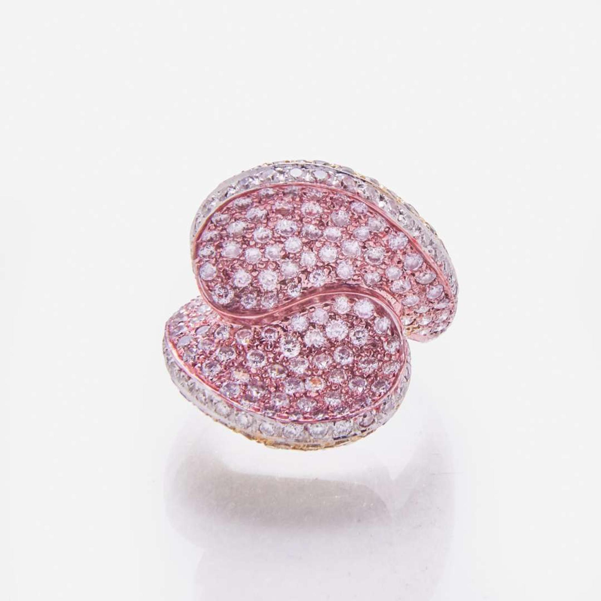 An 18K White Gold and Multi-Color Diamond Ring