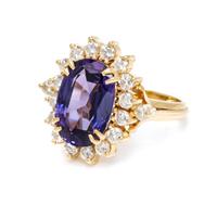 An 18 Karat Yellow Gold, Purple Spinel and Diamond Ring, 5.50 dwts.