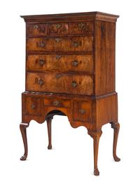 A George I Walnut Chest on Stand