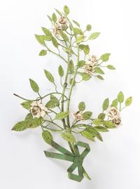 A Painted Tole Foliate Bow Tied Spray Height 35 1/2 x width 24 inches.