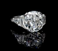 A Platinum and Antique Cushion Cut Diamond Ring, 4.80 dwts.