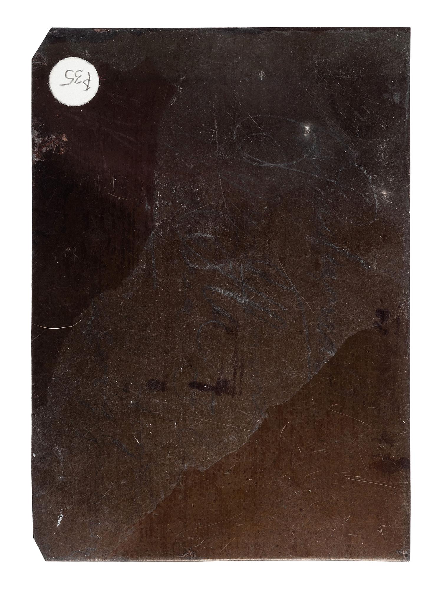 [EARLY PHOTOGRAPHY - PORTRAITURE]. A leatherette accordion album containing 8 tintype portraits of men and women in unusual poses and with interesting props, including: