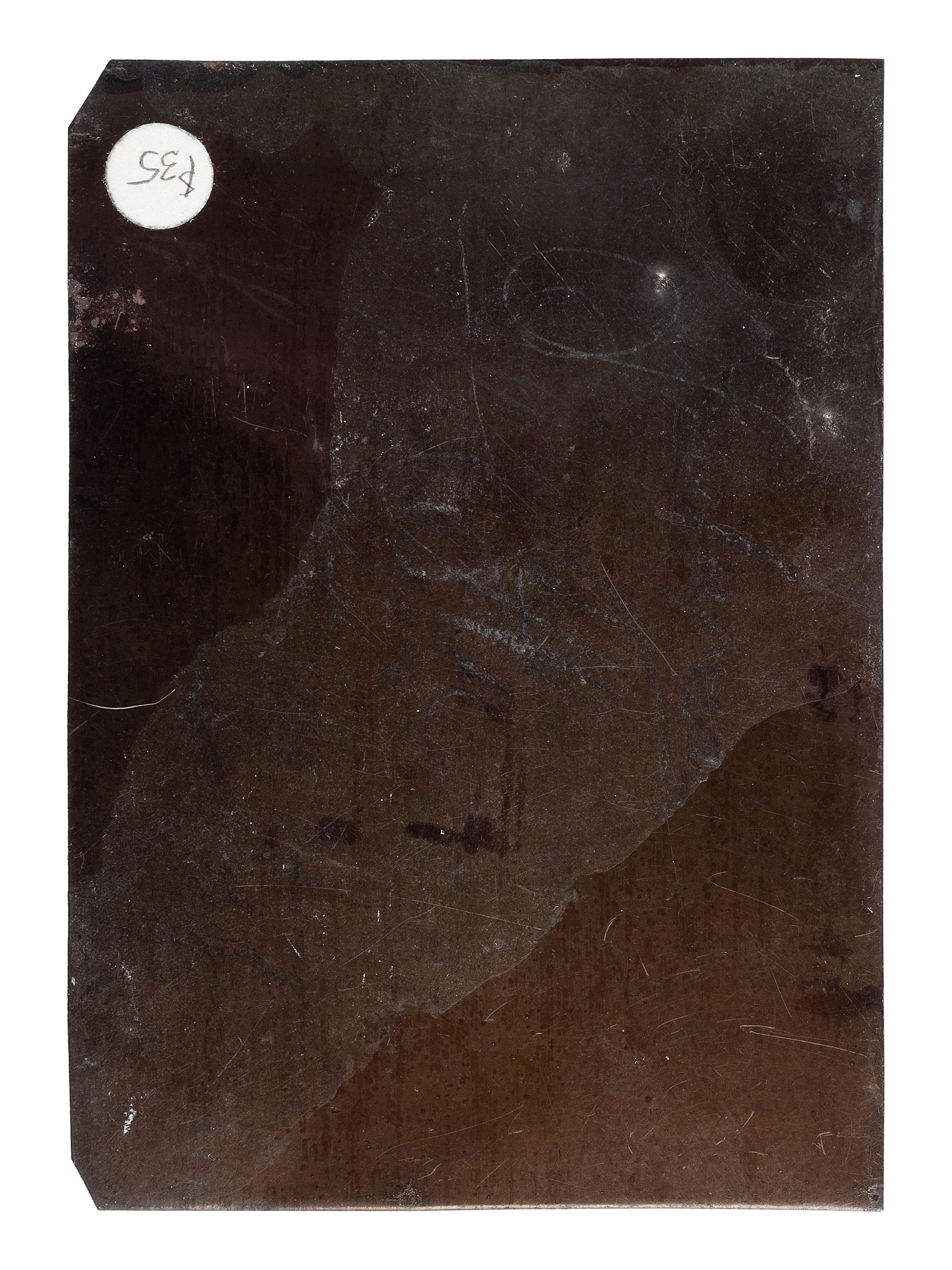 [EARLY PHOTOGRAPHY - PORTRAITURE]. A leatherette accordion album containing 8 tintype portraits of men and women in unusual poses and with interesting props, including: