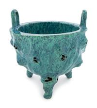 A Chinese Robin's Egg Glazed Porcelain Tripod Incense Burner