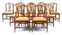 A Set of Ten Hepplewhite Style Mahogany Dining Chairs Height 37 1/2 inches. — 19TH CENTURY