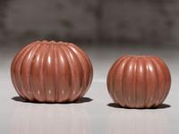 Miniature Redware Pottery Melon Jars