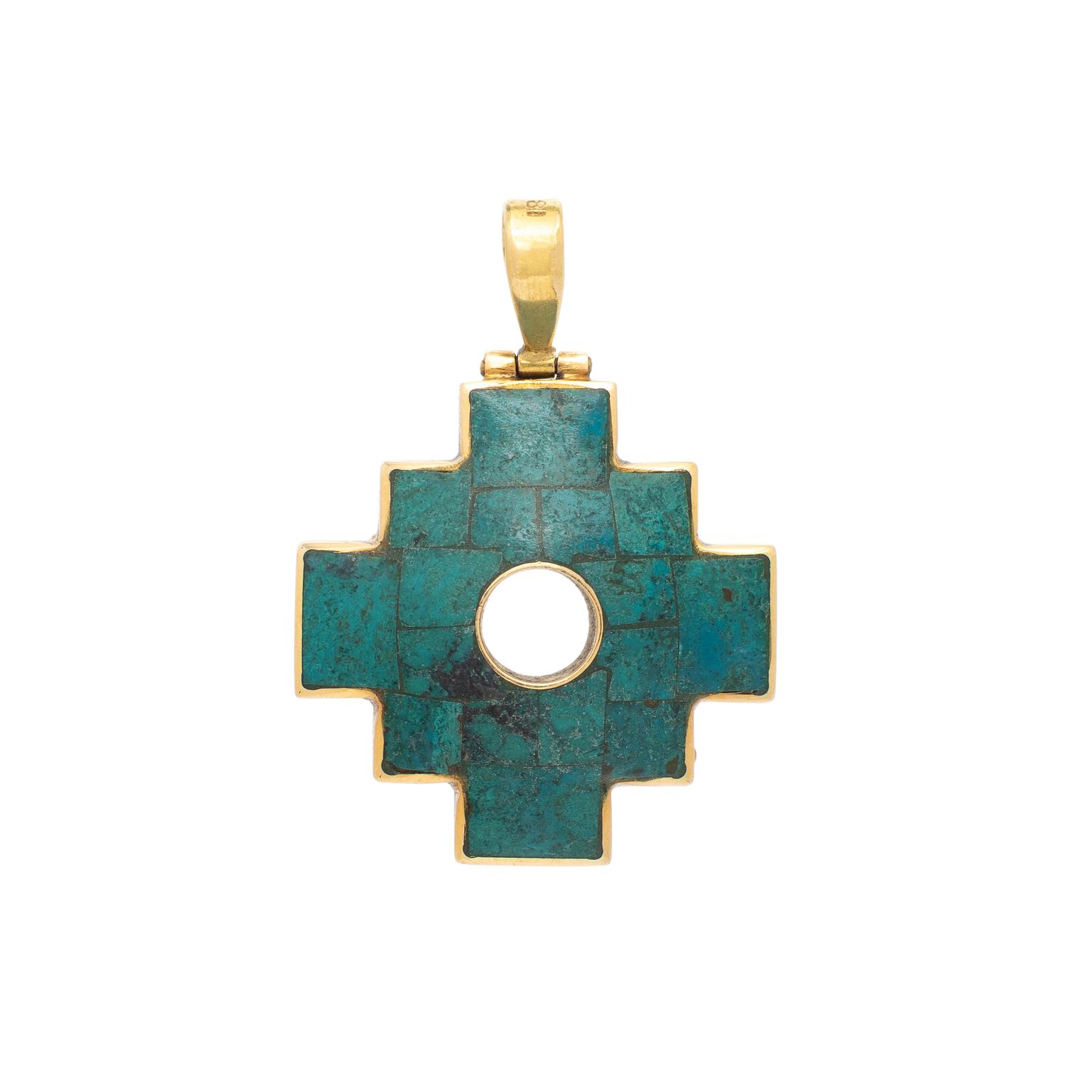TURQUOISE AND YELLOW GOLD 'CHAKANA' PENDANT