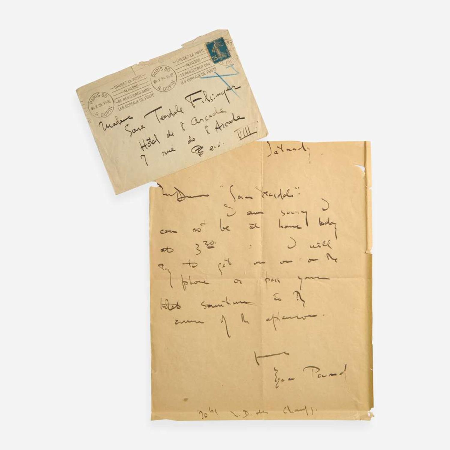 [Literature] Pound, Ezra Autograph Letter, signed