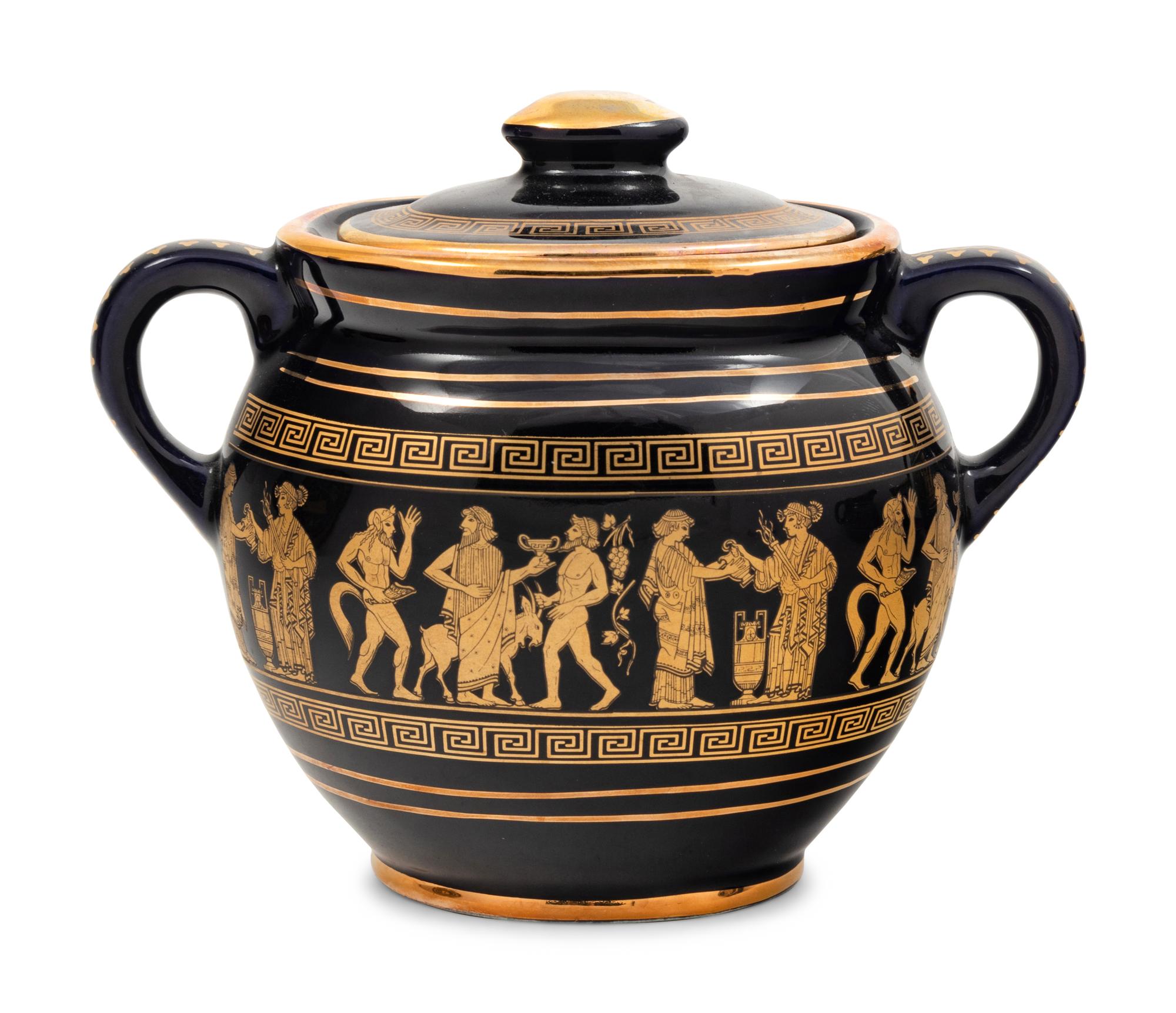 A Greek Gilt Decorated Porcelain Dessert Service