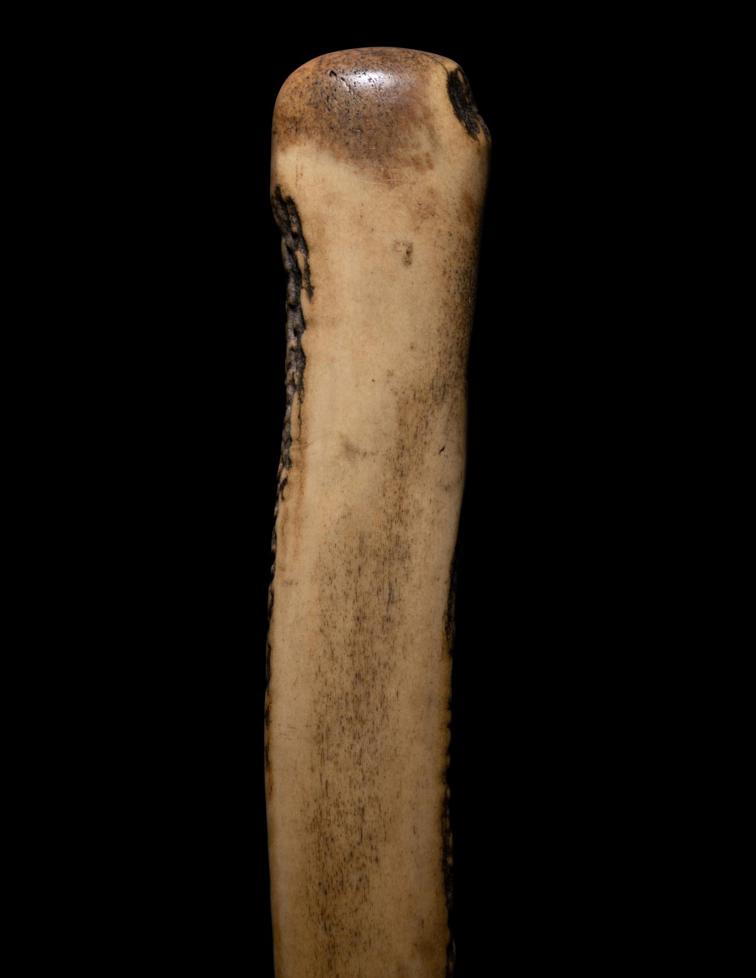 Two Japanese Carved Bone Brush Holders