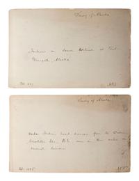 [NATIVE AMERICANS]. A group of 7 boudoir photographs of Fort Wrangell, Alaska, incl. views of natives in dance costume, totem poles, and scenic views. Ca 1885-87.