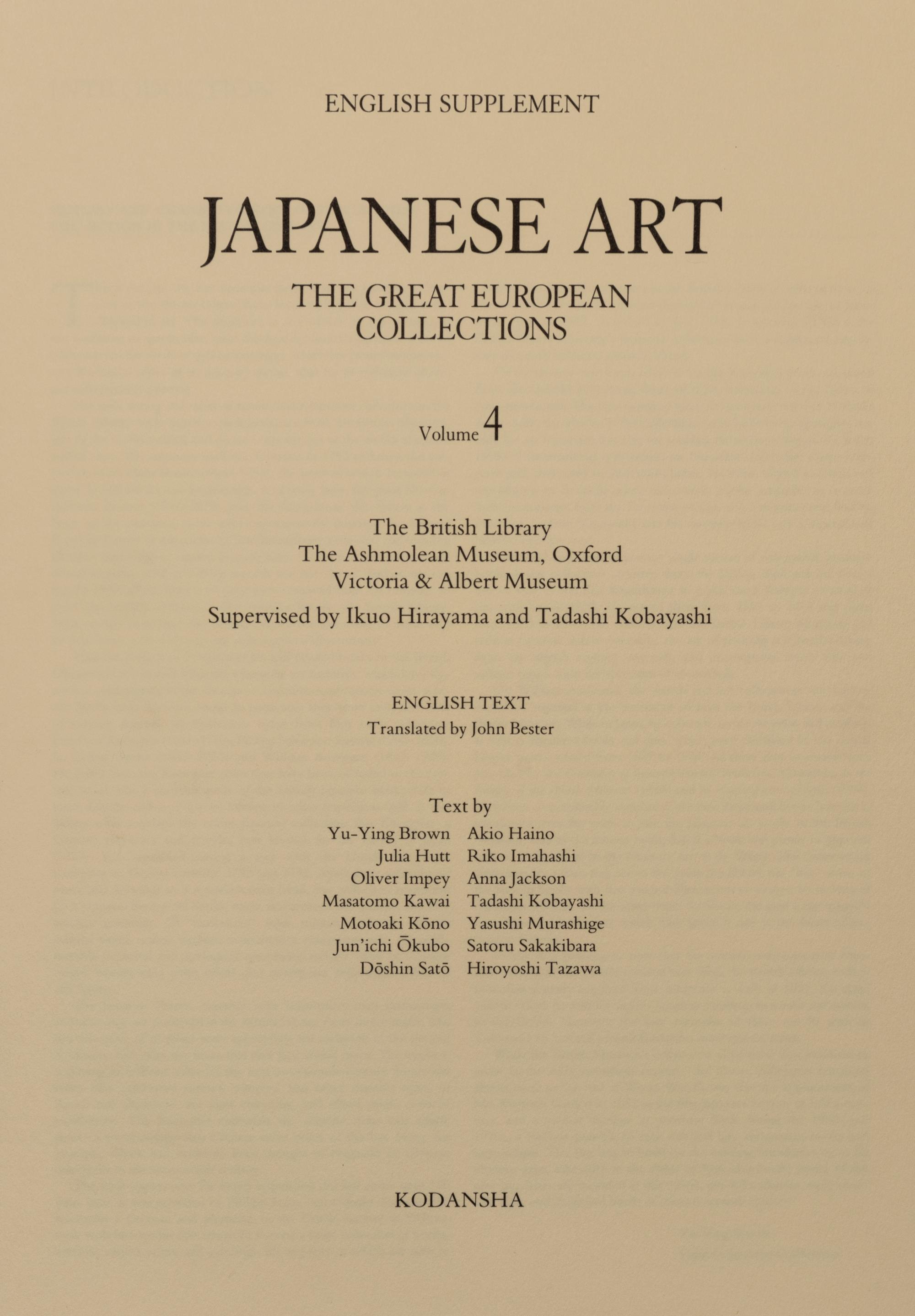 [COLLECTIONS—EUROPEAN] Japanese Art: The Great European Collections. Tokyo: Kodansha, 1994-98. 10 volumes, comprising: