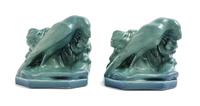 A Pair of Rookwood Production Pottery Bookends Height 5 inches. — 1922