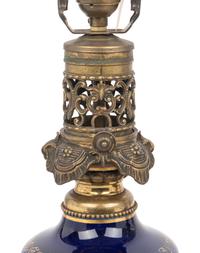A Pair of French Porcelain Oil Lamps Converted to Electricity