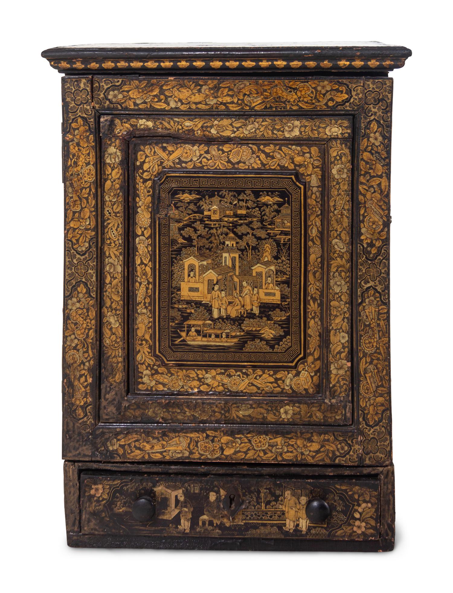 A Pair of Chinese Export Lacquered Cabinets