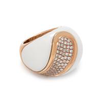 WHITE HARDSTONE AND DIAMOND RING