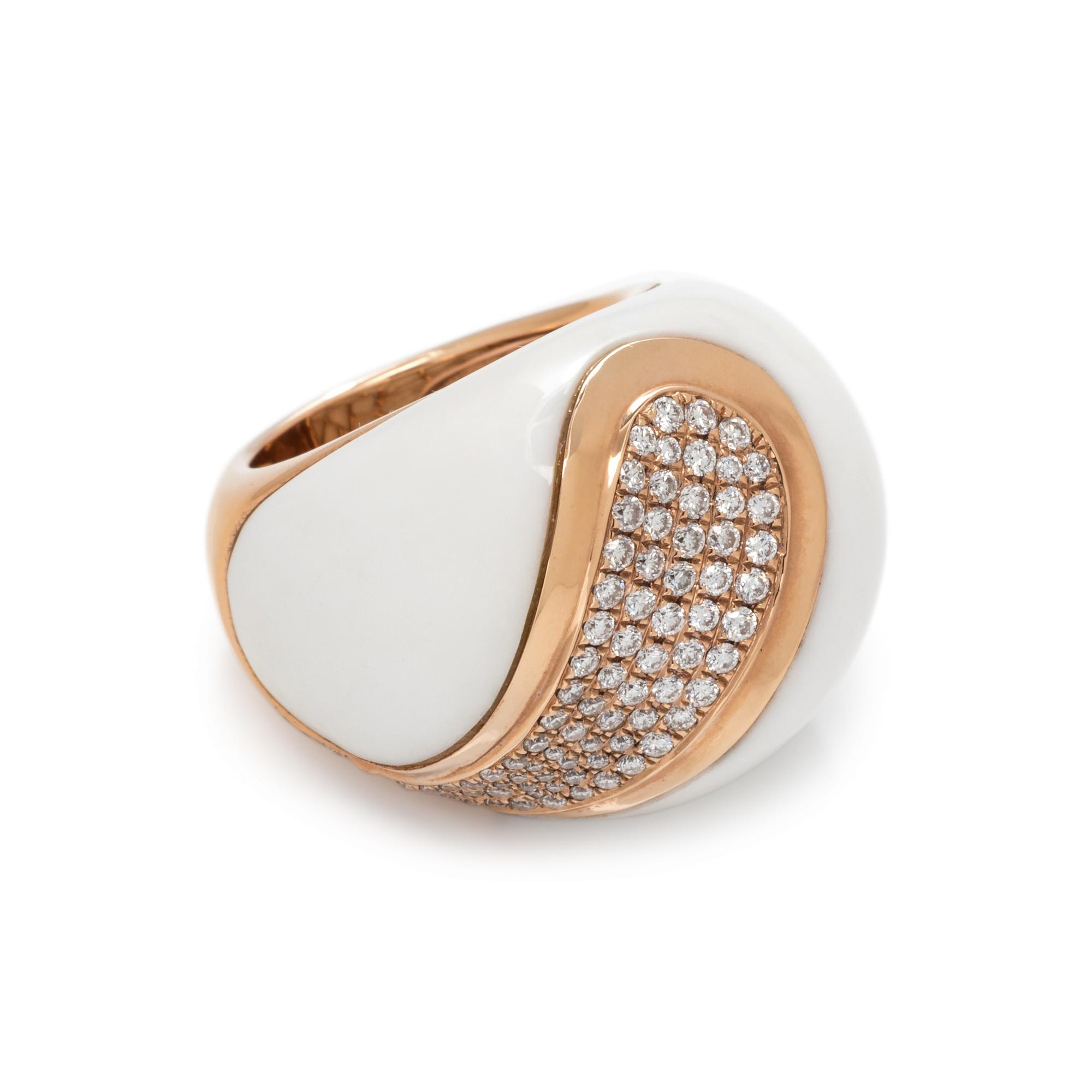 WHITE HARDSTONE AND DIAMOND RING