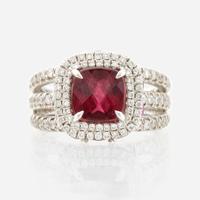 A rubellite, pink sapphire, diamond, and white gold ring, Charles Krypell