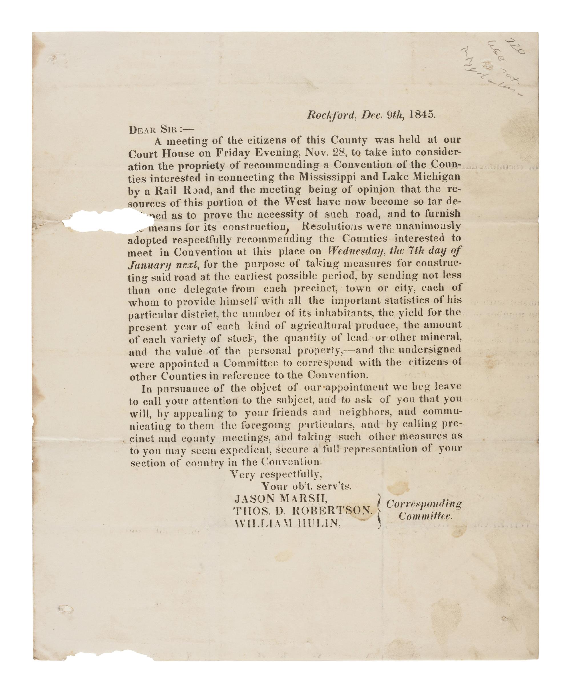 [RAILROADS]. A group of maps, pamphlets, broadsides, and other ephemera related to Illinois railroads, comprising: