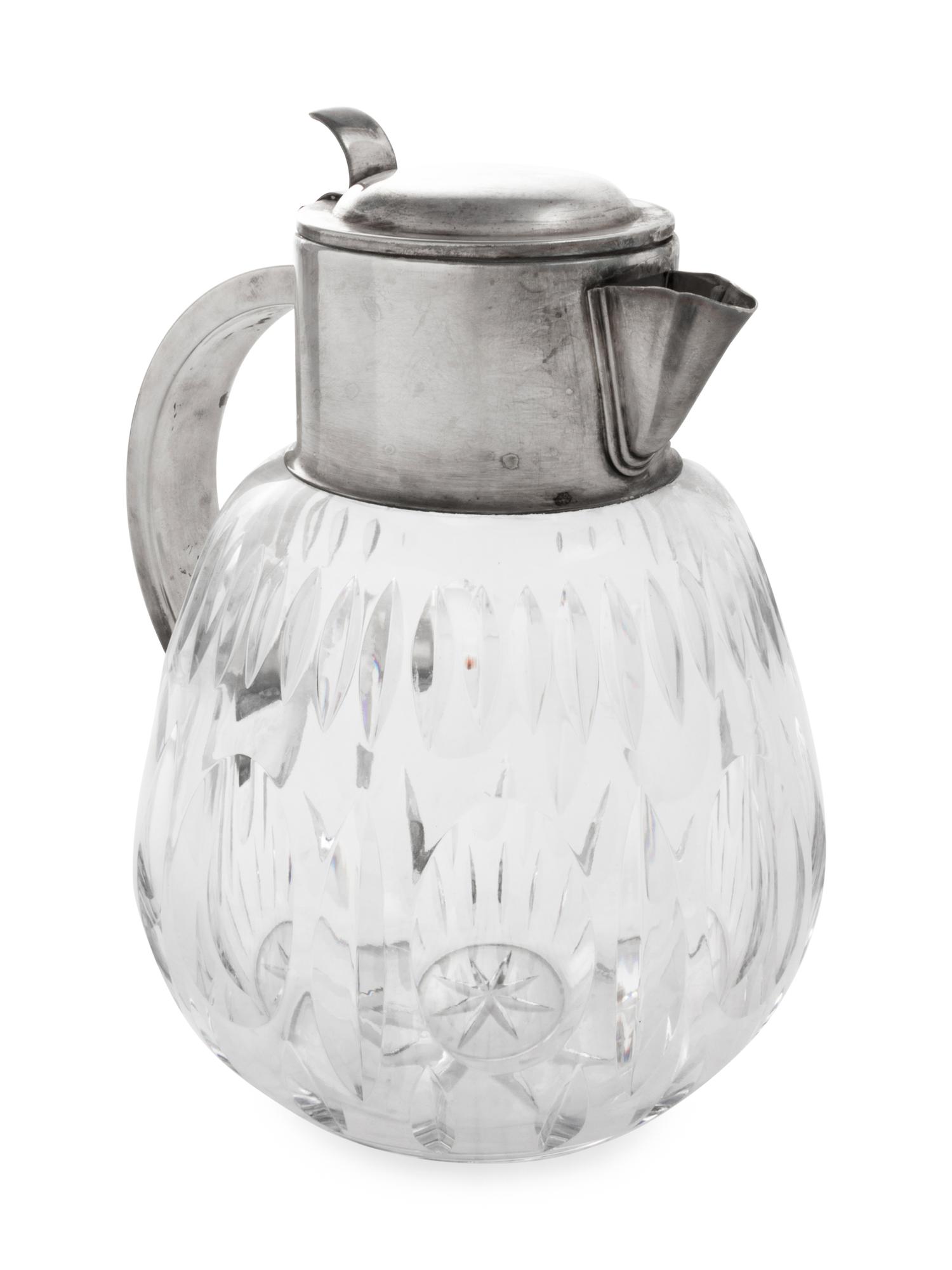 A Silver-Plate Mounted Cut Glass Claret Jug