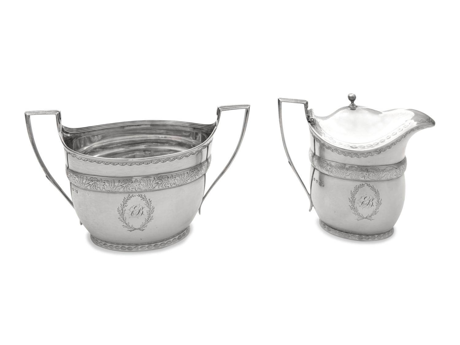 A George III Silver Sugar and Covered Creamer