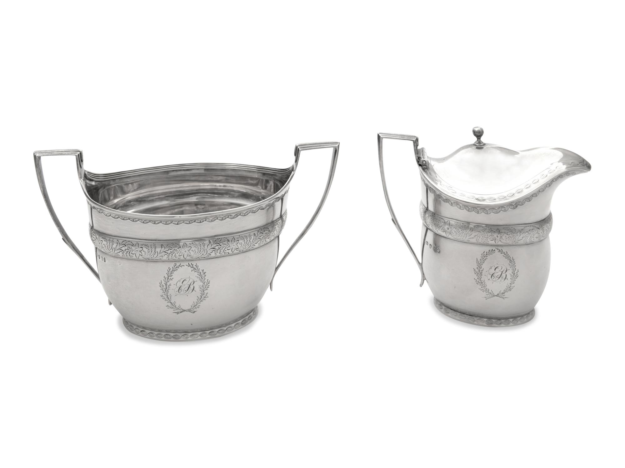 A George III Silver Sugar and Covered Creamer