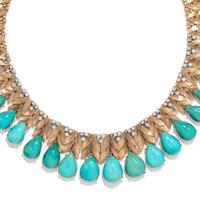 YELLOW GOLD, TURQUOISE AND DIAMOND SET