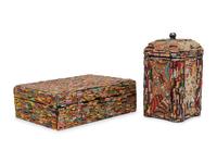 Two Appliqué Beaded Boxes