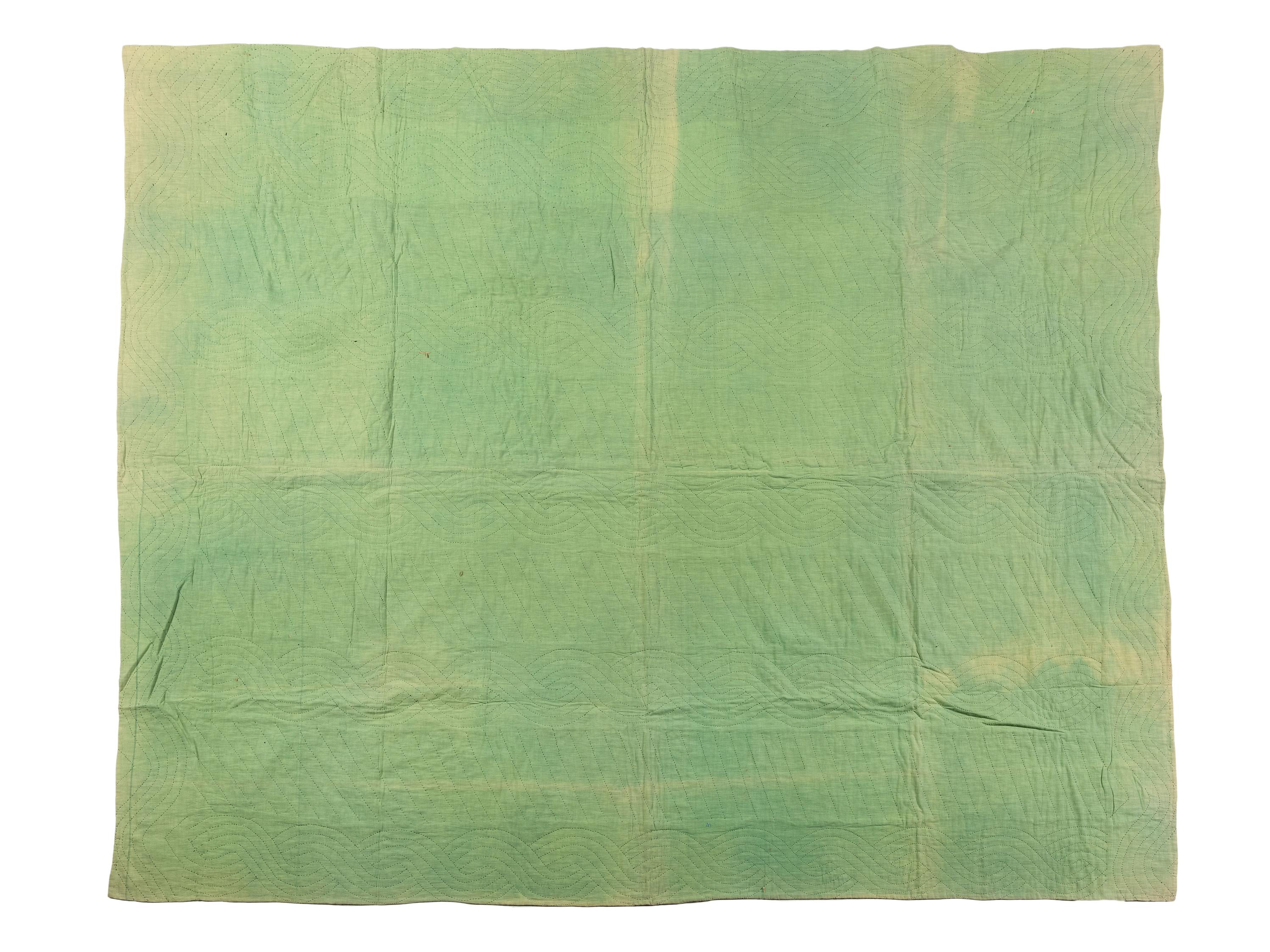 A Mennonite Bar and Stripe Pattern Pieced Cotton and Linsey Woolsey Quilt