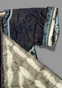 A Chinese Fur-Lined Embroidered Silk Lady's Surcoat