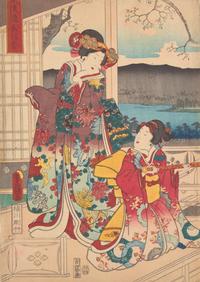 Three Japanese Woodblock Triptychs, including Hiroshige, Hiroshige II and Kunisada