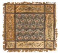 A Venetian Metallic Thread, Velvet, Silk and Wool Table Cover 77 x 77 inches. — 18TH CENTURY