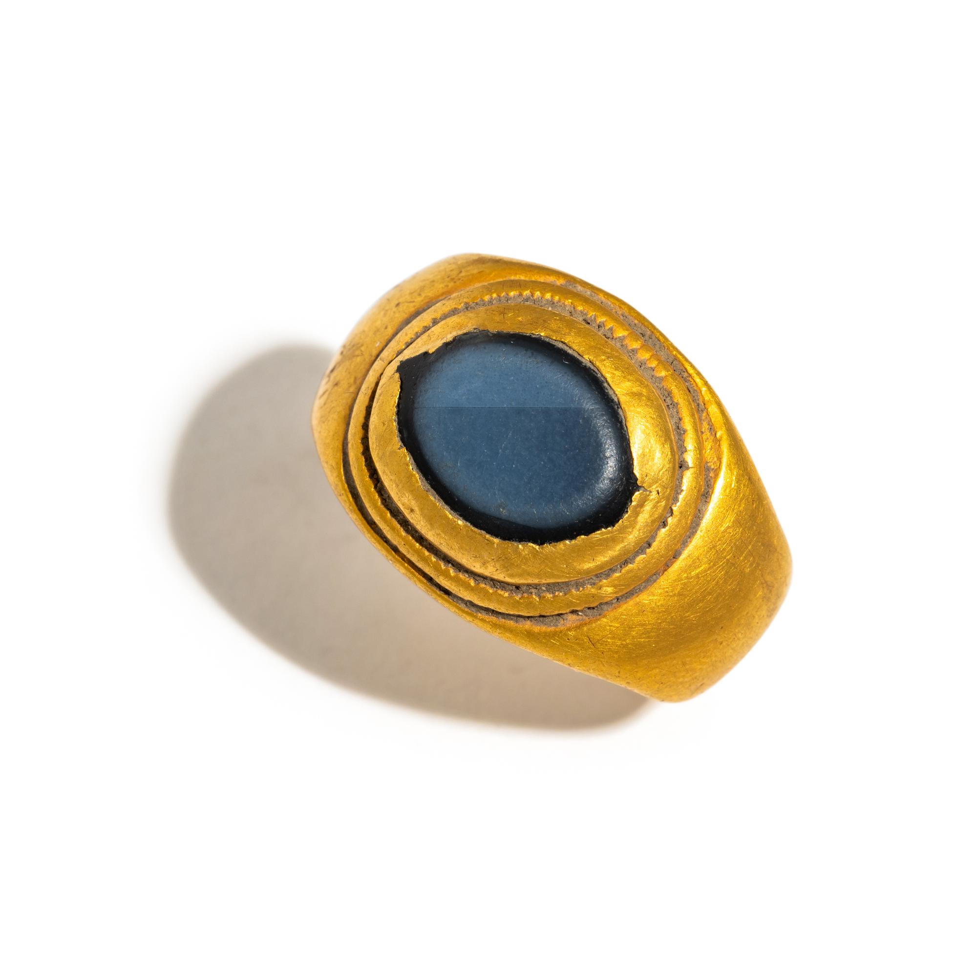 A Roman Gold and Nicolo Finger Ring
