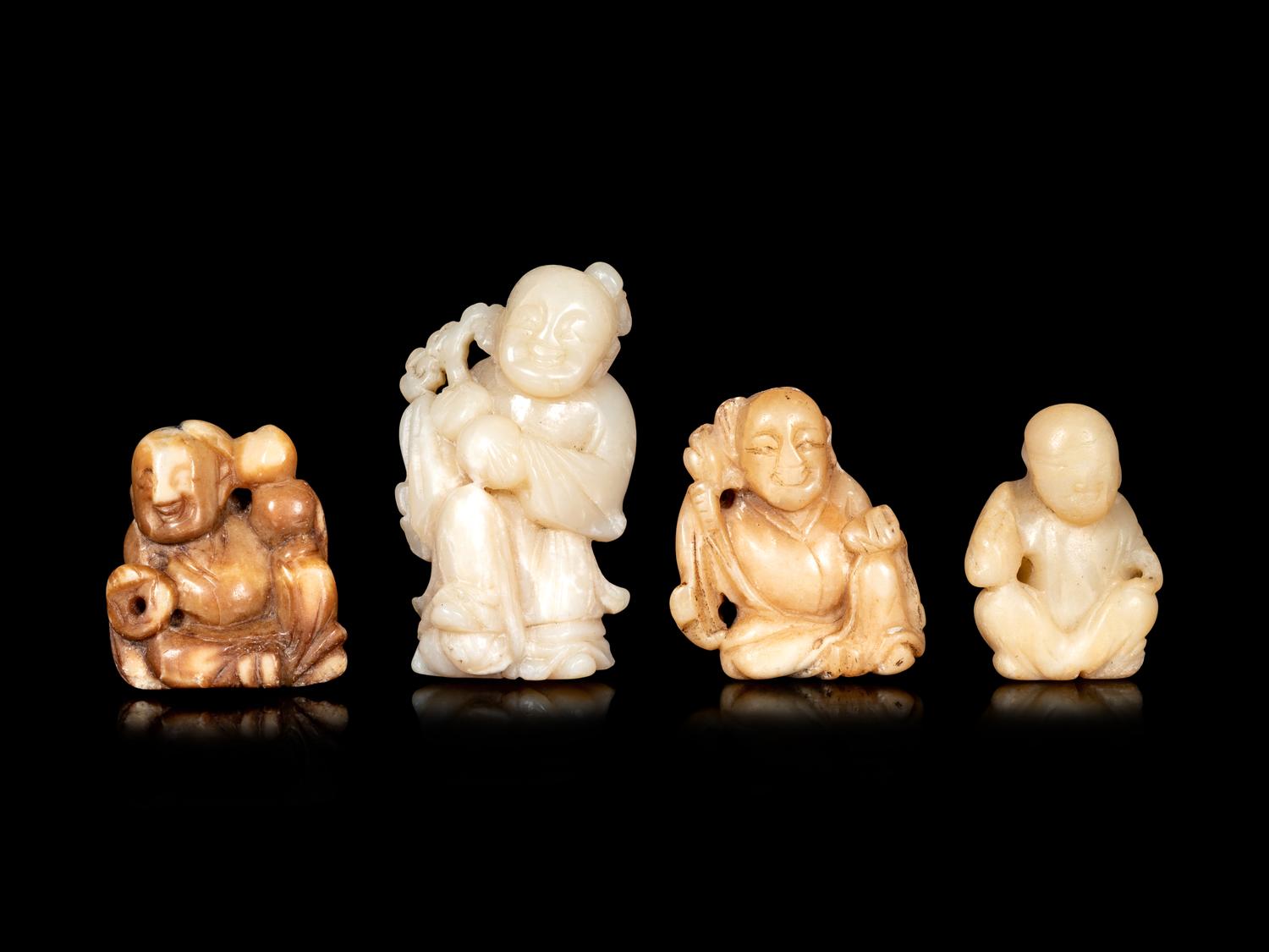 Four Chinese Hardstone Figures of Boys