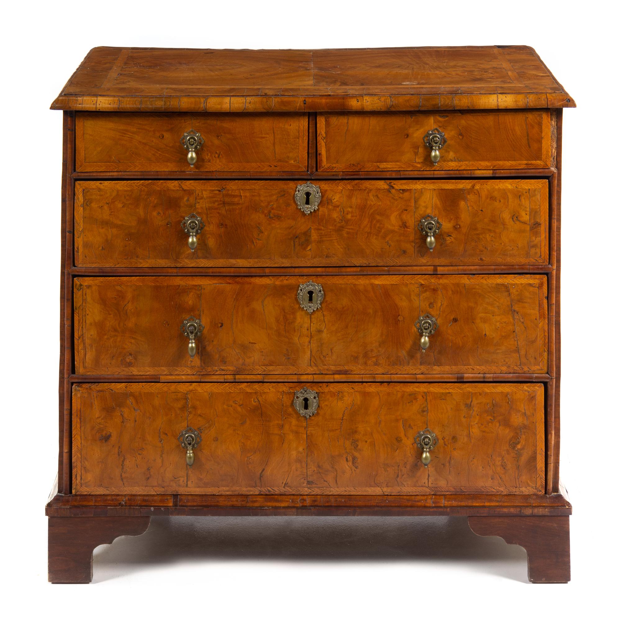 A George II Walnut Chest Height 35 1/4 x width 37 1/2 x depth 22 inches. — 18TH CENTURY