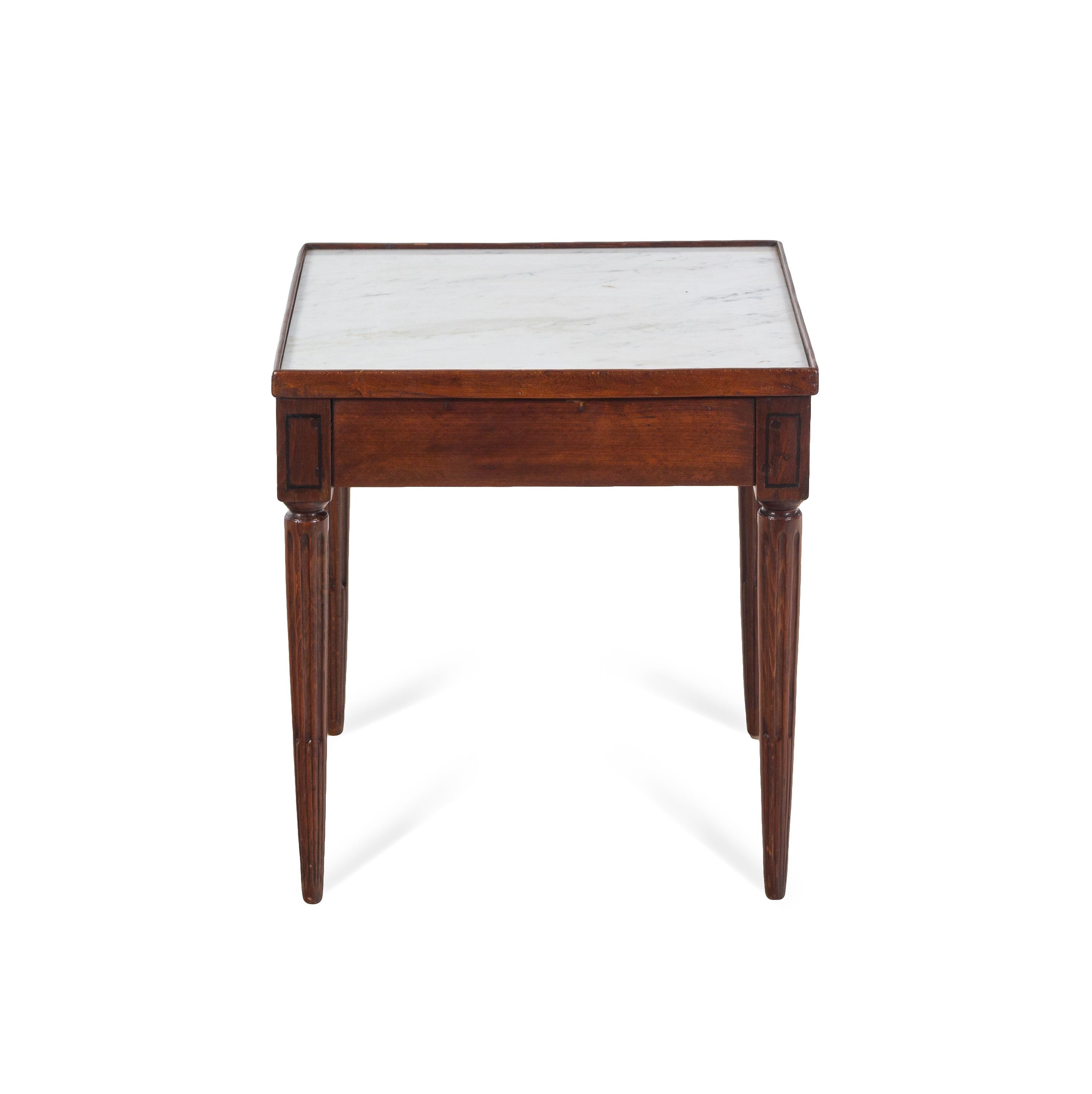A Louis XVI Style Mahogany Marble-Top Table