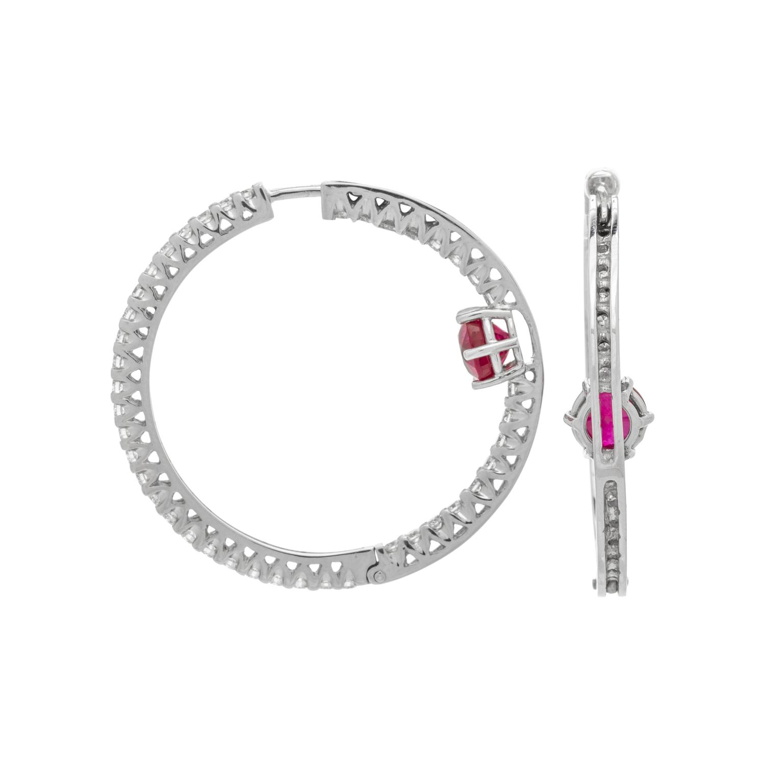 RUBY AND DIAMOND HOOP EARRINGS