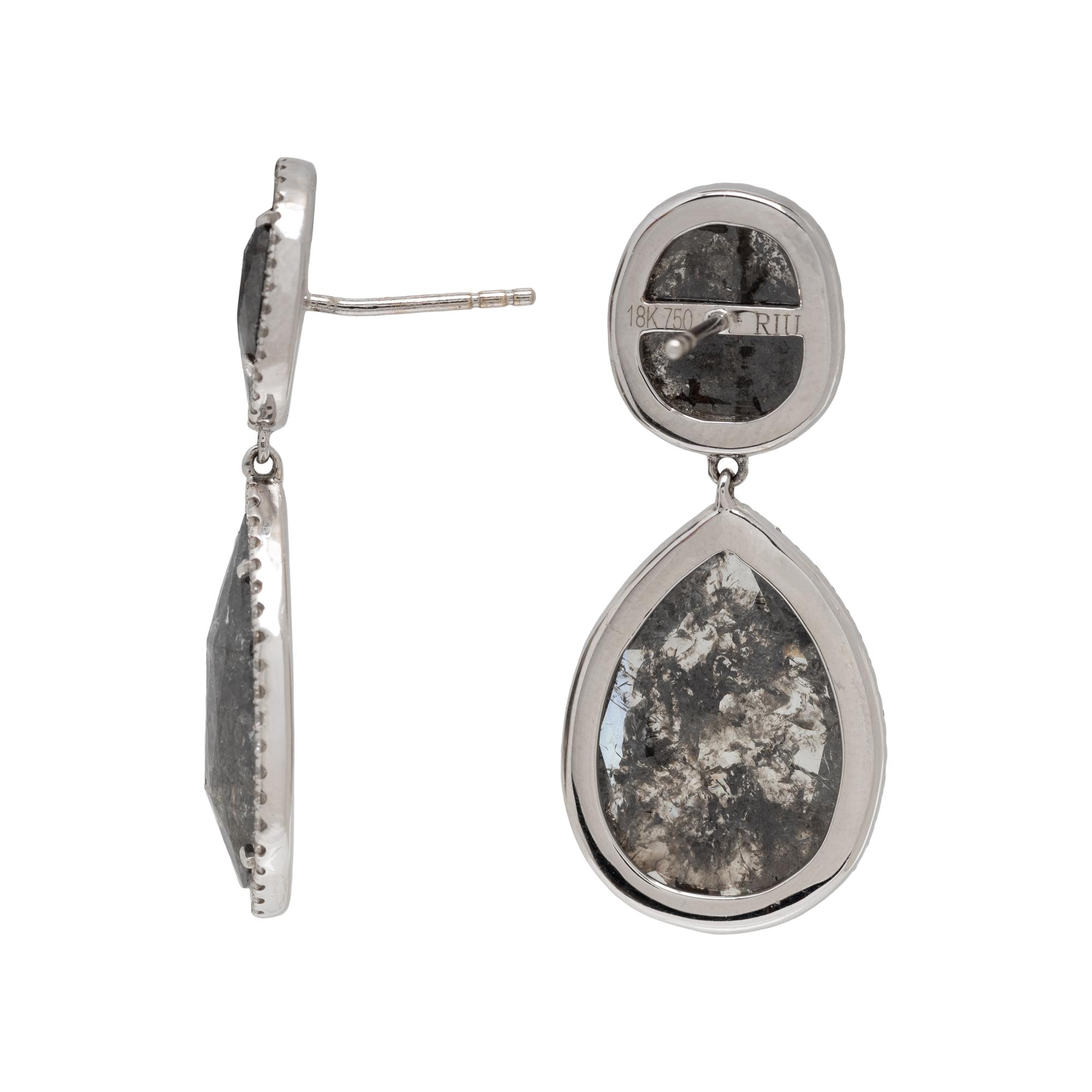 GREY DIAMOND AND DIAMOND EARRINGS