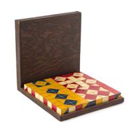 A Folk Art Painted Game Box Height 2 x width 10 1/2 x depth 10 1/2 inches. — 19TH CENTURY